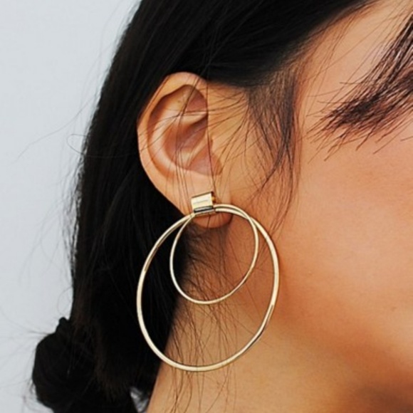 LAST ONE//Double Layer Circle Hoop Earrings - Picture 5 of 7